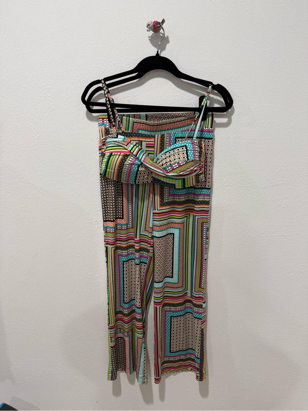Cremieux Multicolor Geometric Print Bralette Top and Pant